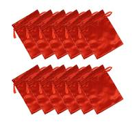 Vaguelly 12 Bolsas de Satén para Pelucas con Cordón, Tamaño 15x20 Cm, Color Rojo Oscuro, para Guardar Extensiones de Cabello y Accesorios, Bolsa Portátil para Viaje y Almacenamiento Seguro