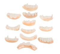 Vaguelly 12 Piezas Dentaduras Divertidas de Cosplay retorcidos Colmillos de Vampiro Oscuro Disfraz de Halloween para Adultos de polivinilo