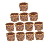 Vaguelly 12 Piezas Mini Cestas Tejidas Mano de Ratán para Decoración de Casas de Muñecas Almacenamiento Pequeño para Manualidades y Jardín de Hadas Contenedores Versátiles para Proyectos