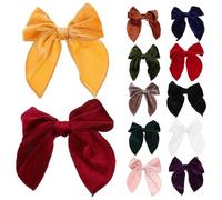 Vaguelly 12 pinzas para el pelo con lazo de terciopelo: accesorios decorativos para el pelo de niñas, pasadores franceses, lazos grandes y bonitos para niñas, bebés, adolescentes, escuela y fiestas.