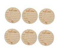 Vaguelly 18 Piezas Placa Conmemorativa Nacida Discos Redondos De Madera Etiquetas De Regalo De Otoño Letreros De Madera Para Bebés Signos De Nacimiento Infantil Recién Nacido Cartelera