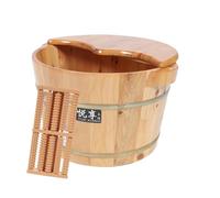Vaguelly 1juego Bañera De Madera Para Pies Tapa y Masaje Cubeta De Hidromasaje Para Relajación Casa Para Pedicura y De Invierno Diseño Elegante y Práctico