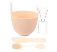 Vaguelly 1juego Bol De De Faciales De Silicona Suave Espátula y Brocha Set Diy De Accesorios De Para Preparar Casa Color Amarillo