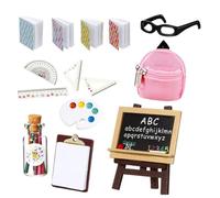 Vaguelly 1juego Miniaturas De Mochila Escolar y Lápices Simulados Herramientas De Aprendizaje Adorables