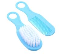 Vaguelly 1juego Peine y Cepillo Suave Para Bebés De Masaje Capilar Para Recién Nacidos Azul Promueve La Circulación Sanguínea Desarrollo Cerebral Diseño De Dientes Redondeados Material