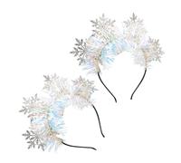 Vaguelly 2 Diademas Navideñas Copos de Nieve Cabello, Cómodas Cuero Compuesto, Accesorio Festivo Adecuado para Temporada de Vacaciones