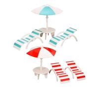 Vaguelly 2 Juegos Sillas y Sombrillas para Casa de Muñecas Decoración Realista de Verano para Miniaturas para de Viaje y Hogar