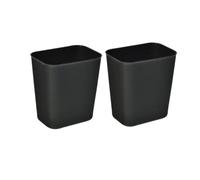 Vaguelly 2 Piezas Papelera Japonesa Pequeña sin Tapa, 14l, Plástico Negro | Estilo Simple, Ahorro de Espacio, para Dormitorio, Cocina, Salón y Oficina