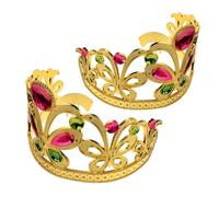 Vaguelly 2 Piezas para Niñas con Incrustaciones de Gemas Diadema Ligera y para Cosplay y Fiestas de Coronas Pequeñas Doradas para Disfraces Infantiles