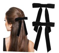 Vaguelly 2 Piezas pasador de pelo de terciopelo mini corto Boda elegante Accesorio sedoso lazos para el cabello de las mujeres lazos de cinta para el cabello cinta de arco para el cabello