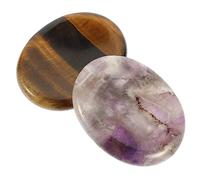 Vaguelly 2 Piezas piedra de masaje para presion Masaje portátil Decoración interior apretones piedras preocuparse rocas piedra del pulgar ansiedad placa de raspado de tensión Piedra natural