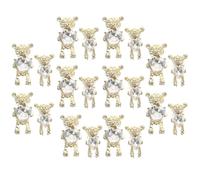 Vaguelly 20 Piezas de Decoraciones para Uñas 3D Oso en Aleación de Zinc y Gemas de Imitación Accesorios DIY para Manicura Tamaño Pequeño y Grande Dorado Decoración Tridimensional para