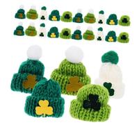 Vaguelly 25piezas Miniature Knitted Hats for Saint Patrick's Day Decorations Unique Doll Accessories Soft and Versatile Mini Hats and