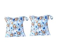 Vaguelly 2piezas Bolsa De y Reutilizable para Diseño De Patrón De Mono Tote Lavable con Cierre para Organizar Mojados y Artículos De Azul