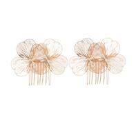 Vaguelly 2piezas De Flores Doradas Hecha Mano Estilo Barroco Accesorios Cabello De Novia Cabello De Dama De Honor Para Boda y Celebración