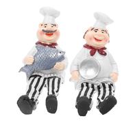 Vaguelly 2piezas Figuritas De Chef De Adornos Vintage para Decoración De Cocina De Estatuas Simpáticas para y Restaurantes