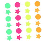 Vaguelly 2piezas Guirnalda De Papel Fluorescente para Fiestas Decoración Colgante para Cumpleaños y Bodas Cadenas De Estrellas De Círculos Metros De Alegría y Color Celebraciones