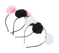 Vaguelly 3 diademas con pompones: diademas con orejas de oso peludas, de pompones de felpa, accesorios para disfraces de animales, fiestas de Halloween, cosplay y eventos festivos.