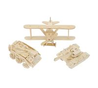 Vaguelly 3 Piezas Kit de de Madera Rompecabezas de Construcción Juguetes de Inteligencia para DIY Madera Natural Ligera