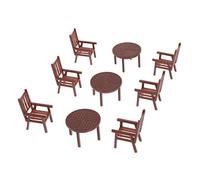 Vaguelly 4 Juegos Mini Juego De Mesa y Silla Modelo Pequeño Artículo Circular Equipo Escena Muebles Diminutos Chair Compacto Pequeña Escala 1/12 Hogar Moderno Marrón El Plastico