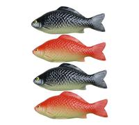 Vaguelly 4 Piezas de Pez Carpa Simulada Decoración del Hogar y Escritorio, Juguete Educativo PVC en Rojo y Negro, Modelo Artificial Detallado para Oficina y Habitación