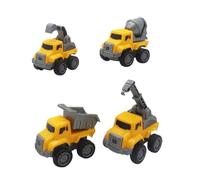Vaguelly 4 Piezas Juguete de Camiones de Construcción de Fricción para Coches de Vehículos Educativos Seguros para Desarrollo Cognitivo y Social Pequeños