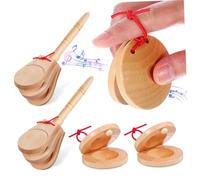 Vaguelly 4 Piezas Juguetes de Castañuelas Castañuela de Madera Instrumento de Percusión de Madera Adultos para Fiestas y Conciertos