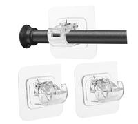 Vaguelly 4 Piezas Soporte para Cortinas de Plástico Fijación Sin Perforación para Baño y Cocina Clips para Barra de Toalla y Cortina Resistente