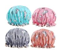 Vaguelly 4piezas Gorro De Ducha y Transpirable Estampado Accesorios De Baño Para Gorros De Baño Elásticos y Gruesos Para Uso Diario Duchas
