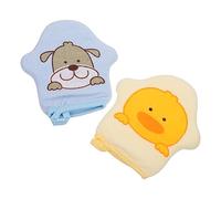 Vaguelly 4piezas Guantes De Baño Para Bebés De Cartón Esponjas Suaves Para Lavado Toallas De Dibujo Animado Para Hora Del Baño Fáciles De Colgar y Secar