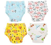 Vaguelly 4piezas Pantalones De Entrenamiento Para Pequeños Algodón Transpirable Absorción Alta Diseño De Dibujos Animados