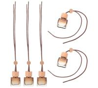 Vaguelly 5 Piezas Botella de Vidrio Recargable para Ambientador de Coche Tapa Redonda Pequeña y Decoración Colgante para Espejo, Adecuado para Viajes y Aromaterapia en Automóvil