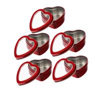Vaguelly 5 Piezas Caja De Dulces En Forma De Corazón Pequeño Favor Día Festivo Fiesta Tapas Estaño Con Cajas Corazones Bufé Lata De Galletas Recipientes De Galletas Latero Rojo Hojalata