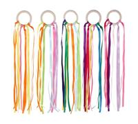 Vaguelly 5 Piezas de Cometas de arcoíris con Cintas y serpentinas de muñeca, Juguete Montessori, Varita de Viento, Anillo de Madera para Bailar, Entretenimiento Educativo sensorial, decoración para