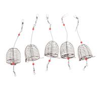 Vaguelly 5 Piezas Jaula de Cebo de Pesca de Acero Inoxidable, Tamaño S | Estructura Soldada Firme, Tapa Muelles y Doble Resorte Inferior, Control Sencillo de Liberación
