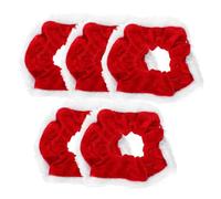 Vaguelly 5 Piezas Lazos Elásticos de Terciopelo Rojo para Pelo Coleteros Suaves y Elásticos para Mujer y Niñas Soporte para Coleta Fiestas y Diario