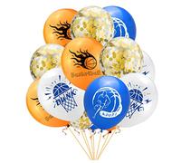 Vaguelly 50 piezas Globos de Látex Naranja con Estampado de Baloncesto para Decoración de Fiesta Temática Resistente y Fácil de Inflar para Cumpleaños Deportivos