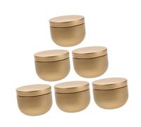 Vaguelly 6 Piezas Caja De Té De Hojalata Estaño Té Tapa Bote Con Tapa Sellado Pequeño Hermético Azúcar Paso Aire Bañador Lata De Café Recipiente De Granos De Café Dorado Hojalata