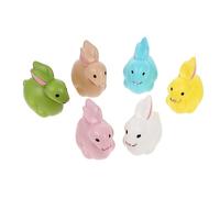 Vaguelly 6 Piezas Decoración De Animales Simulados. Conejo De Pascua De Juguete Conejito Ornamento Miniatura De Pascua Mini Adorno De Pascua Animal Material De Plastico