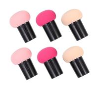 Vaguelly 6 Pinceles de Maquillaje Diseño de Cabeza de Seta, Material Sintético Flexible, Aplicadores de Crema y Base para Uso Seco y Húmedo, Pack de 6 Piezas