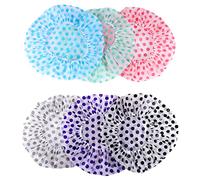 Vaguelly 6Piezas Shower Caps For Women Elastic Bathing Hats Reusable Hair Covers For Spa Shower And Cooking