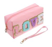 Vaguelly Bolsa De Cosméticos para Maquillaje Cremallera, 1 Unidad, Tamaño Octogonal, Poliéster, Color Rosa Love, Portátil para Niñas y Mujeres, Uso para Viaje y Almacenamiento