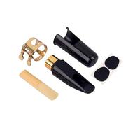Vaguelly Boquilla De Reemplazo Para Saxofón Con Caña Parche y Almohadillas Set Con Anillo De Cobre Dorado y Negro