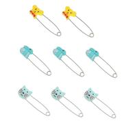 Vaguelly Broches de Seguridad para Bebés 10 Piezas, Pasador en U Pequeño Punta Afilada, Diseño de Dibujos Animados Animales, Acero Inoxidable y Plástico Seguro para Pañales Color Aleatorio