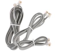 Vaguelly Cables Telefónicos para Línea Fija 3 Unidades Conectores Planos Rj12, Extensiones de 0,5 M a 2 M, Color Gris Plateado, para Conexión en de Trabajo y Residencias