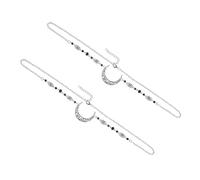 Vaguelly Cadena Cabeza Diseño De Luna 2 Piezas Tamaño Único Vintage Accesorios Para Mujer y Niña Decoración Para Bodas Cumpleaños y Fiestas Color Plata Antigua Cuentas Negras