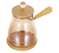 Vaguelly Cafetera Turca de Vidrio con Asa Lateral Resistente al Calor Hervidor para Caliente y Leche Tetera para Infusión y Fusión de Mantequilla Cocina