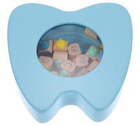 Vaguelly Caja de Madera para Dientes de Leche Tapa Forma de Diente Organizador de Recuerdos para Bebés Color Azul y Conservar Memorias