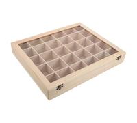 Vaguelly Caja Expositora de Minerales y Piedras Organizador Clásico con 30 Compartimentos de Madera para Almacenamiento Científico y Aprendizaje en Casa