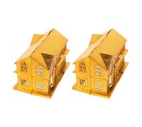 Vaguelly Casa Dorada de Culto Ancestral 2 Piezas - Modelo de Villa de Plástico para Suministros de Sacrificio Chinos en Día Limpieza de Tumbas Qingming, Kit para Ofrendas y